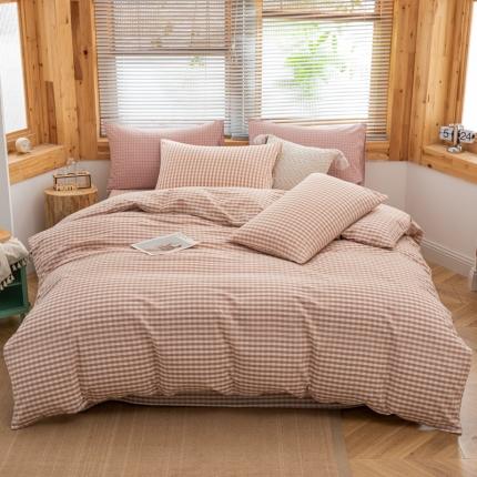 91家纺网 家纺一手货源 找家纺 (总) 柠萌家居 2022新款全棉色织水洗棉无印风四件套