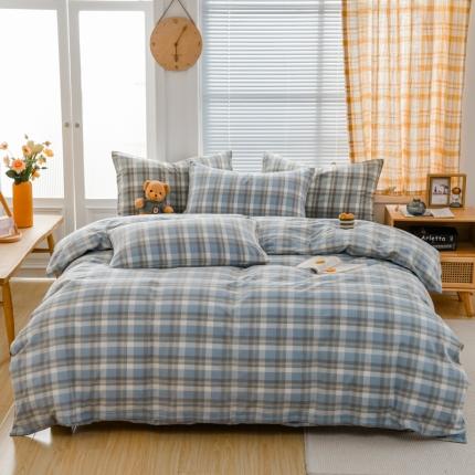 91家纺网 家纺一手货源 找家纺 (总) 柠萌家居 2022新款全棉色织水洗棉无印风四件套