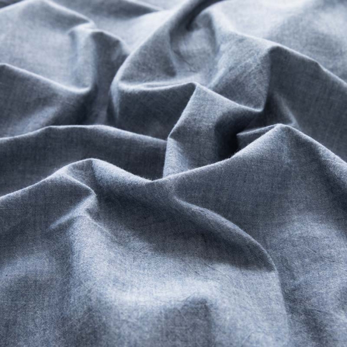 91家纺网 家纺一手货源 找家纺 柠萌家居 2022新款全棉色织水洗棉无印风四件套 牛仔蓝