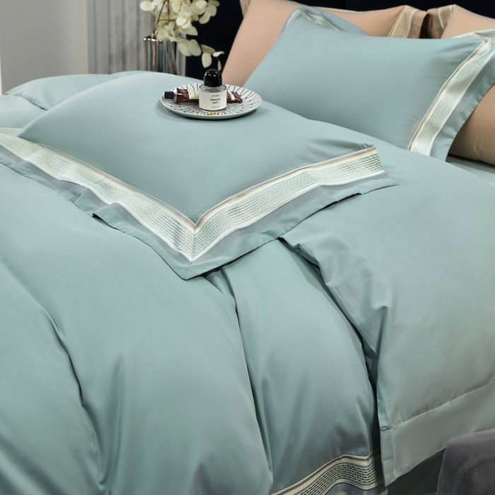 91家纺网 家纺一手货源 找家纺 榻尚 秋冬新款纯棉抗菌轻磨毛刺绣四件套 伊卡芙-兰