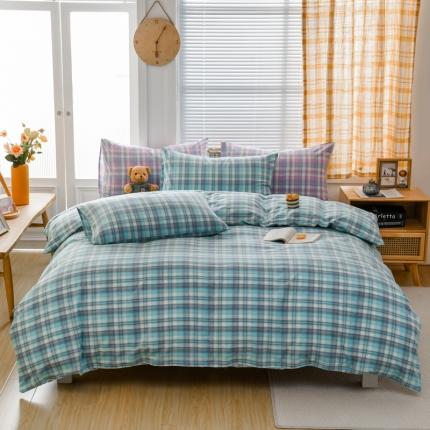 91家纺网 家纺一手货源 找家纺 (总) 柠萌家居 2022新款全棉色织水洗棉无印风四件套