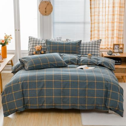 91家纺网 家纺一手货源 找家纺 (总) 柠萌家居 2022新款全棉色织水洗棉无印风四件套