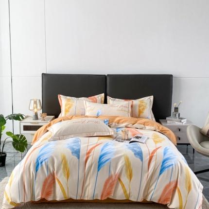 棉生活  2022新款铂金全棉磨毛系列AB版设计）幸运草 桔