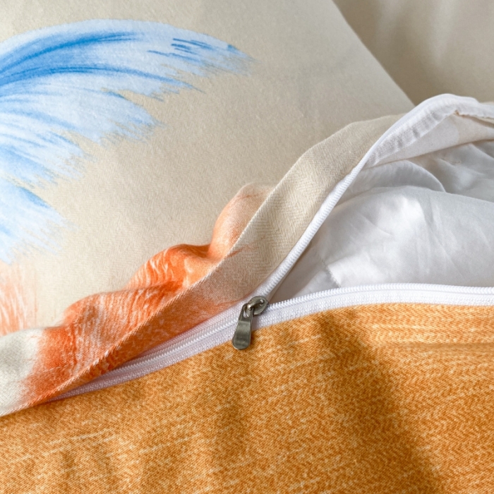 91家纺网 家纺一手货源 找家纺 棉生活  2022新款铂金全棉磨毛系列AB版设计）幸运草 桔