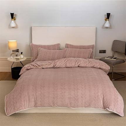 91家纺网 家纺一手货源 找家纺 (总) 棉眠 2022新款全消光立体雕花牛奶绒嵌绳款四件套