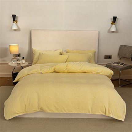 91家纺网 家纺一手货源 找家纺 (总) 棉眠 2022新款全消光立体雕花牛奶绒嵌绳款四件套