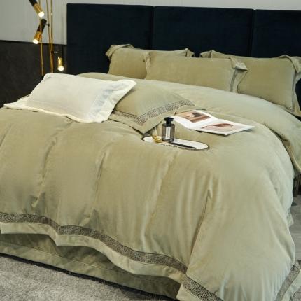 91家纺网 家纺一手货源 找家纺 榻尚 2023新高克重牛奶兔绒婴肤绒镂空工艺四件套-柔梦