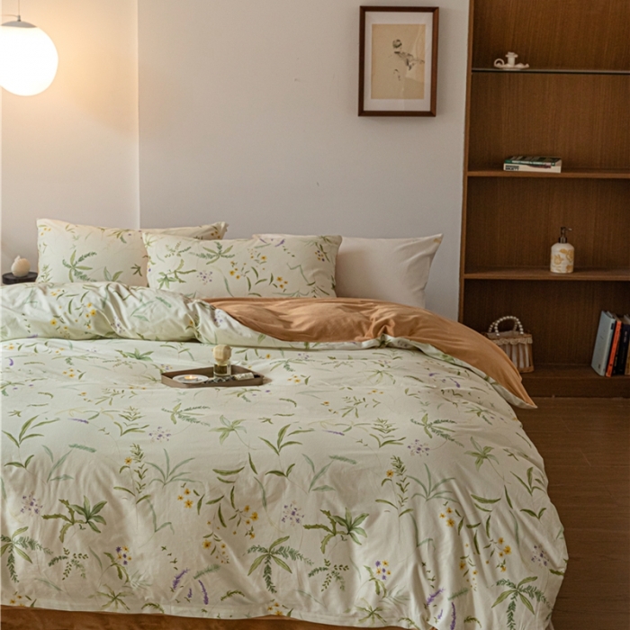 91家纺网 家纺一手货源 找家纺 棉眠 2022新款AB版棉加绒四件套 绿町棉加绒