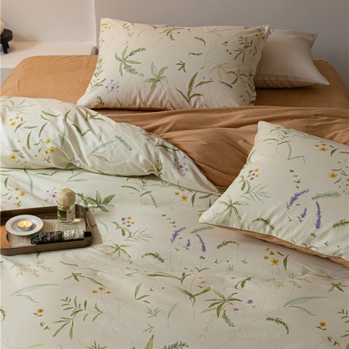 91家纺网 家纺一手货源 找家纺 棉眠 2022新款AB版棉加绒四件套 绿町棉加绒