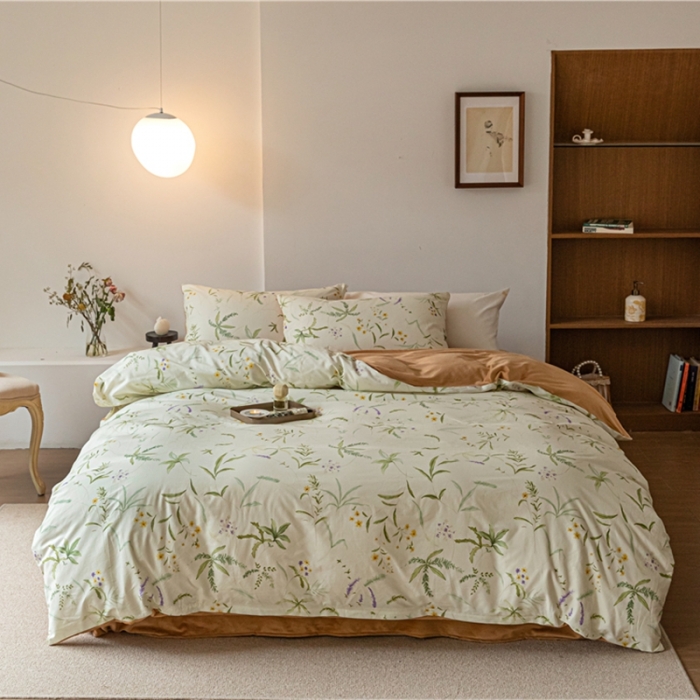 91家纺网 家纺一手货源 找家纺 棉眠 2022新款AB版棉加绒四件套 绿町棉加绒