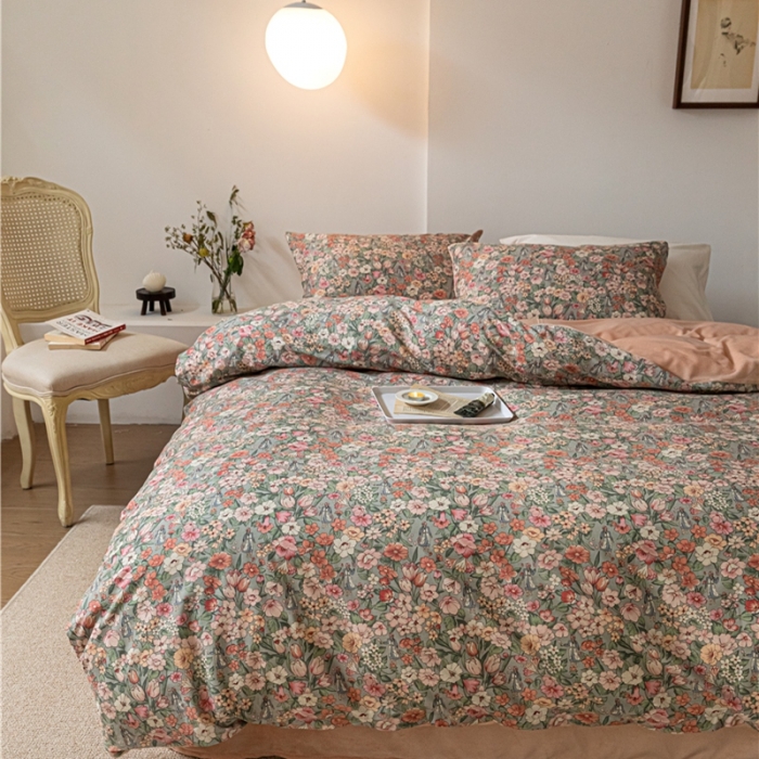 91家纺网 家纺一手货源 找家纺 棉眠 2022新款AB版棉加绒四件套 秋之舞棉加绒