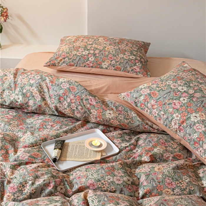 91家纺网 家纺一手货源 找家纺 棉眠 2022新款AB版棉加绒四件套 秋之舞棉加绒