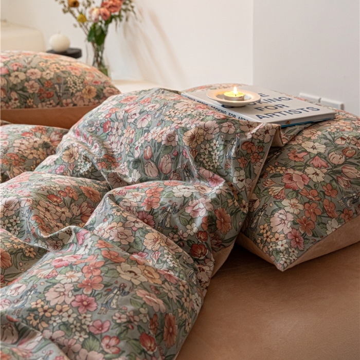 91家纺网 家纺一手货源 找家纺 棉眠 2022新款AB版棉加绒四件套 秋之舞棉加绒