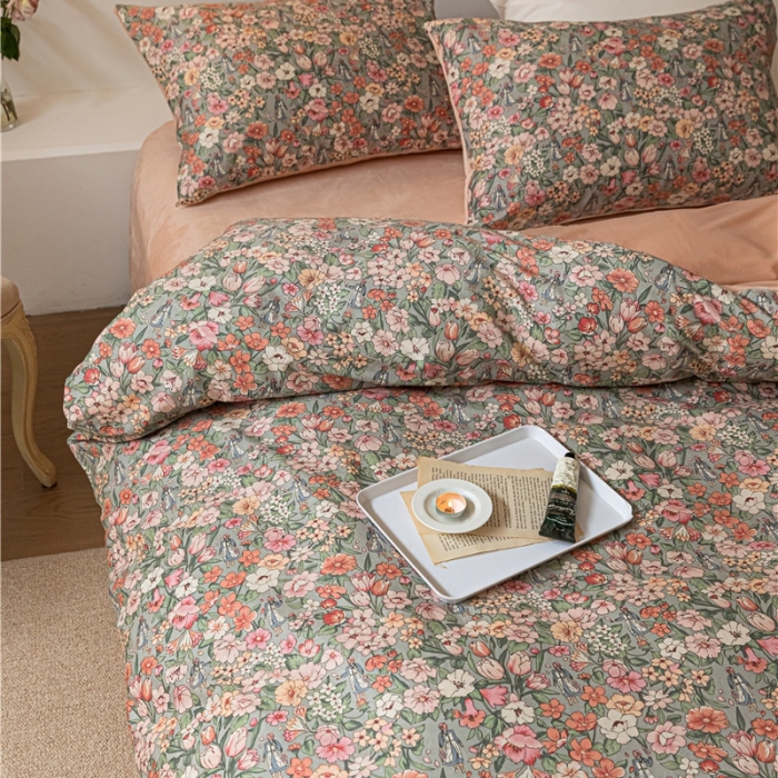 91家纺网 家纺一手货源 找家纺 棉眠 2022新款AB版棉加绒四件套 秋之舞棉加绒