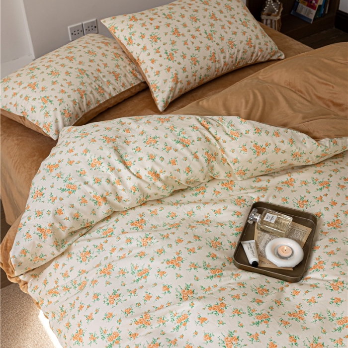 91家纺网 家纺一手货源 找家纺 棉眠 2022新款AB版棉加绒四件套 微光棉加绒