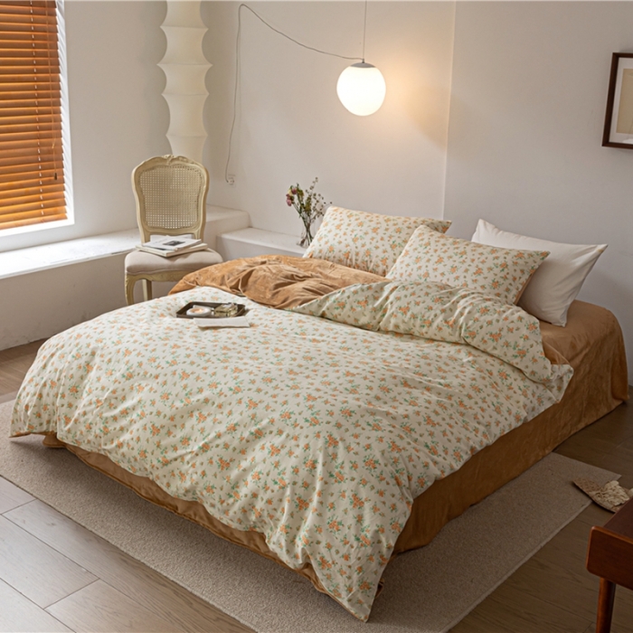 91家纺网 家纺一手货源 找家纺 棉眠 2022新款AB版棉加绒四件套 微光棉加绒