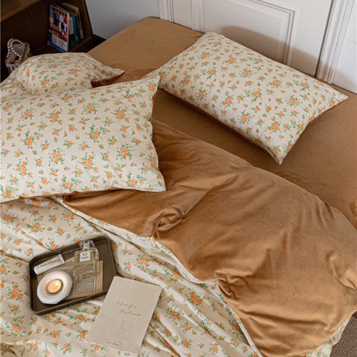 91家纺网 家纺一手货源 找家纺 棉眠 2022新款AB版棉加绒四件套 微光棉加绒