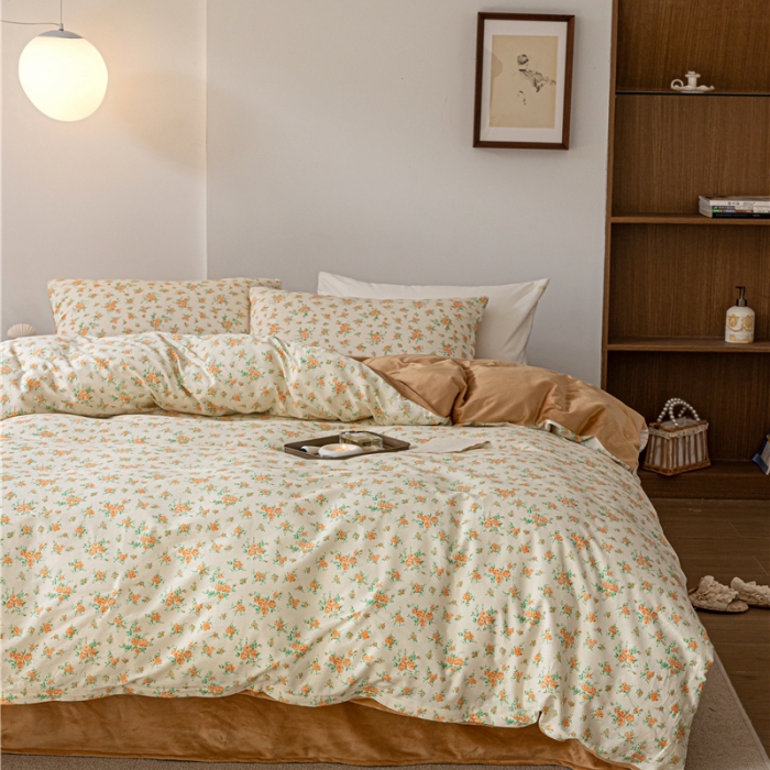 91家纺网 家纺一手货源 找家纺 棉眠 2022新款AB版棉加绒四件套 微光棉加绒