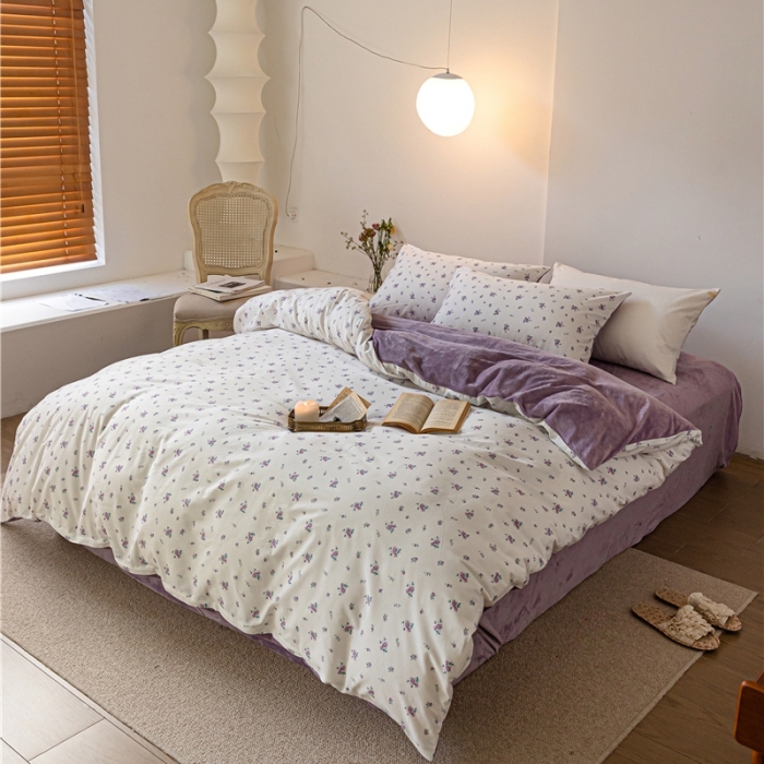 91家纺网 家纺一手货源 找家纺 棉眠 2022新款AB版棉加绒四件套 夏日恋情棉加绒