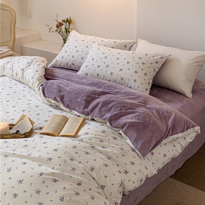 91家纺网 家纺一手货源 找家纺 棉眠 2022新款AB版棉加绒四件套 夏日恋情棉加绒