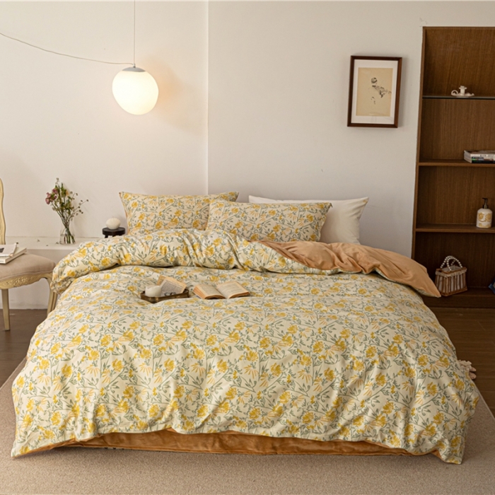 91家纺网 家纺一手货源 找家纺 棉眠 2022新款AB版棉加绒四件套 向往烟火棉加绒