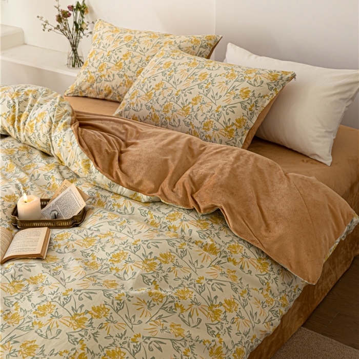 91家纺网 家纺一手货源 找家纺 棉眠 2022新款AB版棉加绒四件套 向往烟火棉加绒