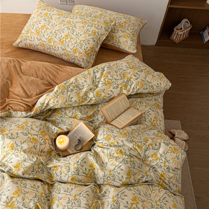 91家纺网 家纺一手货源 找家纺 棉眠 2022新款AB版棉加绒四件套 向往烟火棉加绒