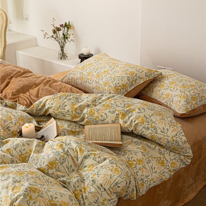 91家纺网 家纺一手货源 找家纺 棉眠 2022新款AB版棉加绒四件套 向往烟火棉加绒