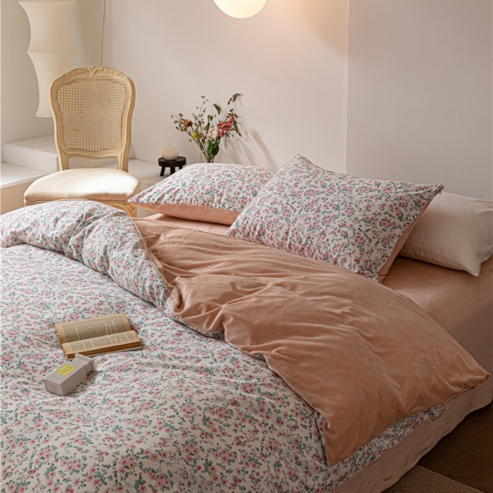 91家纺网 家纺一手货源 找家纺 棉眠 2022新款AB版棉加绒四件套 小盼棉加绒