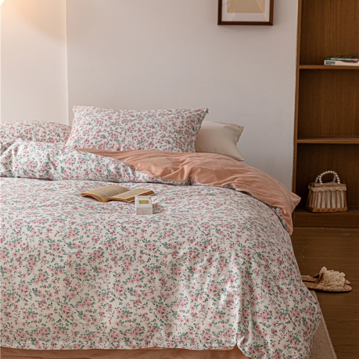 91家纺网 家纺一手货源 找家纺 棉眠 2022新款AB版棉加绒四件套 小盼棉加绒