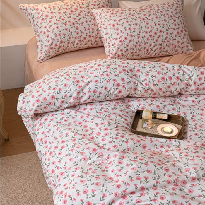 91家纺网 家纺一手货源 找家纺 棉眠 2022新款AB版棉加绒四件套 樱花雨棉加绒