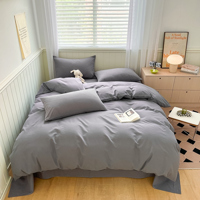 91家纺网 家纺一手货源 找家纺 蓝邻 2023新款全棉磨毛四件套 蓝莓