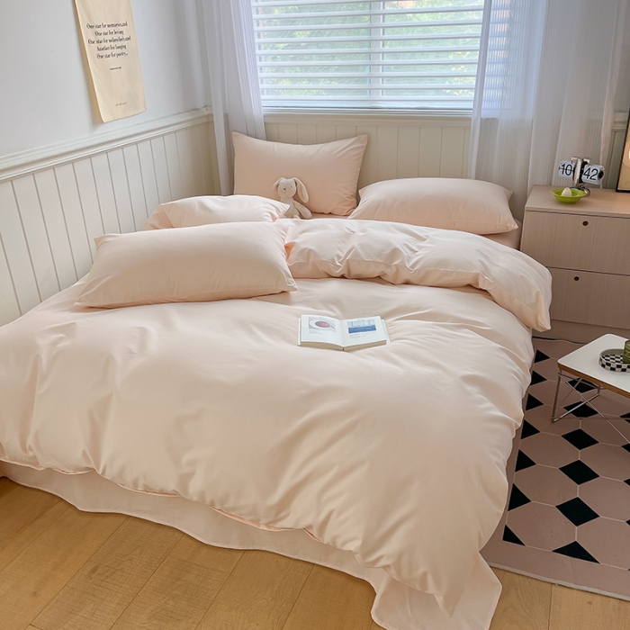 91家纺网 家纺一手货源 找家纺 蓝邻 2023新款全棉磨毛单品被套 白桃麻薯