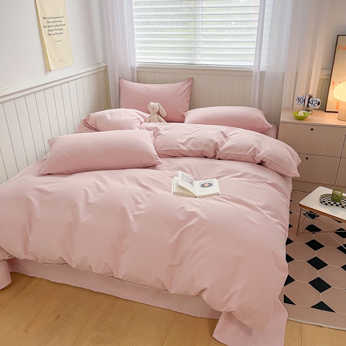 91家纺网 家纺一手货源 找家纺 蓝邻 2023新款全棉磨毛单品被套 豆沙