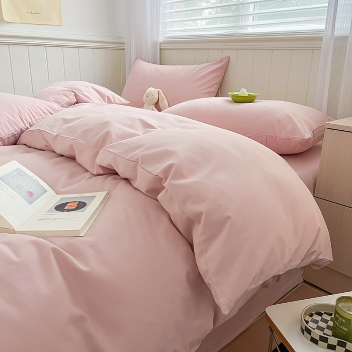 91家纺网 家纺一手货源 找家纺 蓝邻 2023新款全棉磨毛单品被套 豆沙