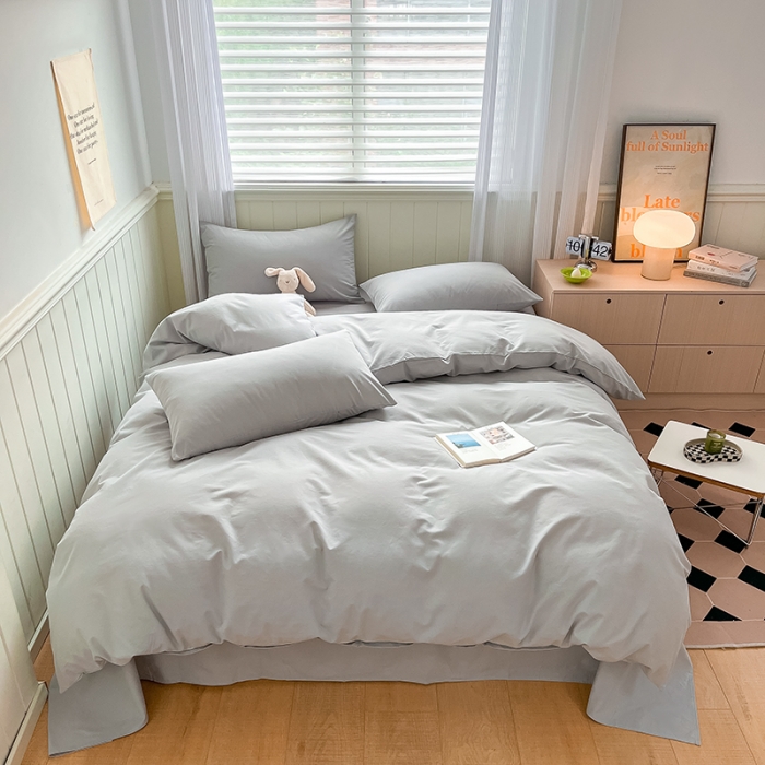 91家纺网 家纺一手货源 找家纺 蓝邻 2023新款全棉磨毛单品被套 浅灰