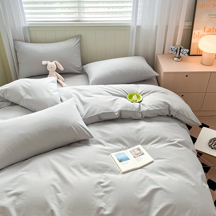 91家纺网 家纺一手货源 找家纺 蓝邻 2023新款全棉磨毛单品被套 浅灰