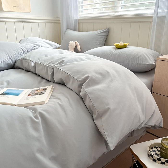 91家纺网 家纺一手货源 找家纺 蓝邻 2023新款全棉磨毛单品被套 浅灰