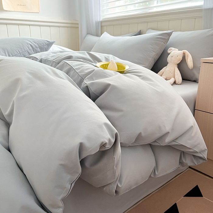 91家纺网 家纺一手货源 找家纺 蓝邻 2023新款全棉磨毛单品被套 浅灰