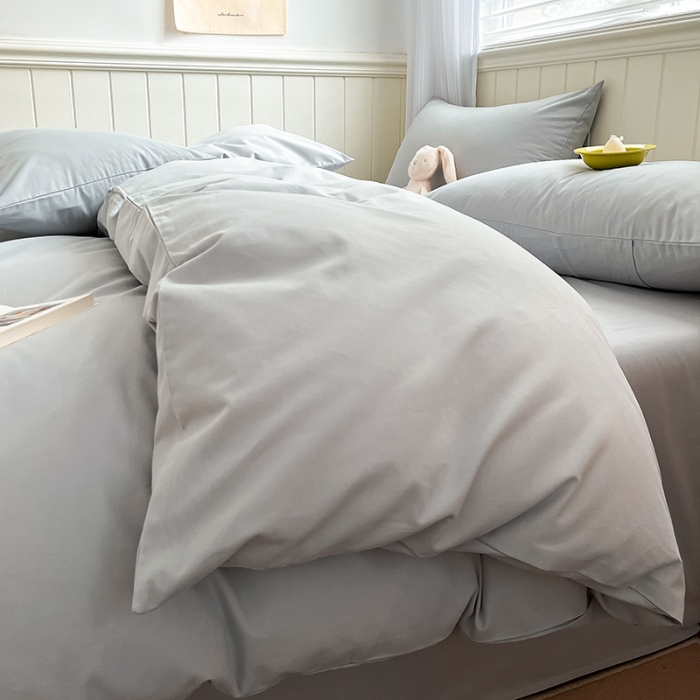 91家纺网 家纺一手货源 找家纺 蓝邻 2023新款全棉磨毛单品被套 浅灰