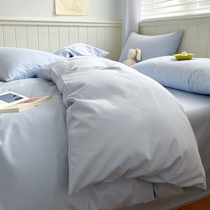 91家纺网 家纺一手货源 找家纺 蓝邻 2023新款全棉磨毛单品被套 水云蓝