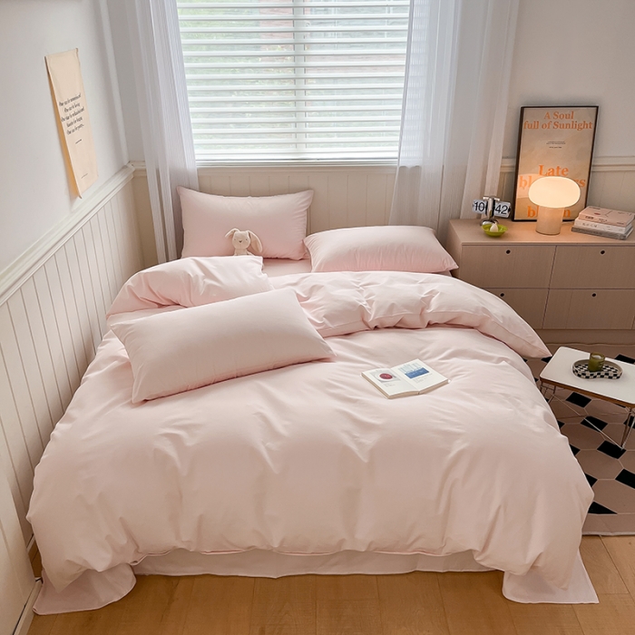 91家纺网 家纺一手货源 找家纺 蓝邻 2023新款全棉磨毛单品被套 桃花粉