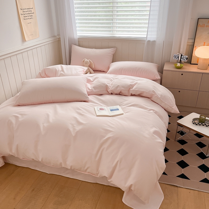 91家纺网 家纺一手货源 找家纺 蓝邻 2023新款全棉磨毛单品被套 桃花粉