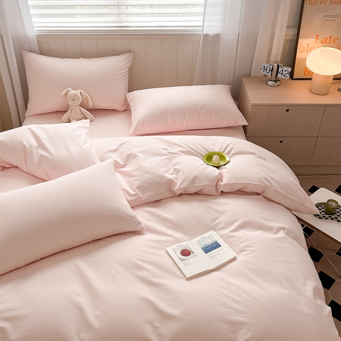 91家纺网 家纺一手货源 找家纺 蓝邻 2023新款全棉磨毛单品被套 桃花粉