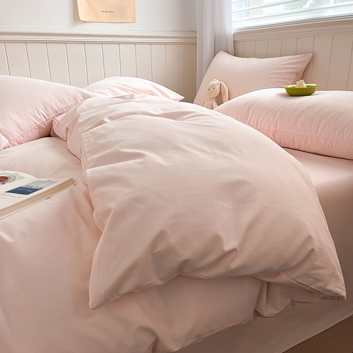 91家纺网 家纺一手货源 找家纺 蓝邻 2023新款全棉磨毛单品被套 桃花粉