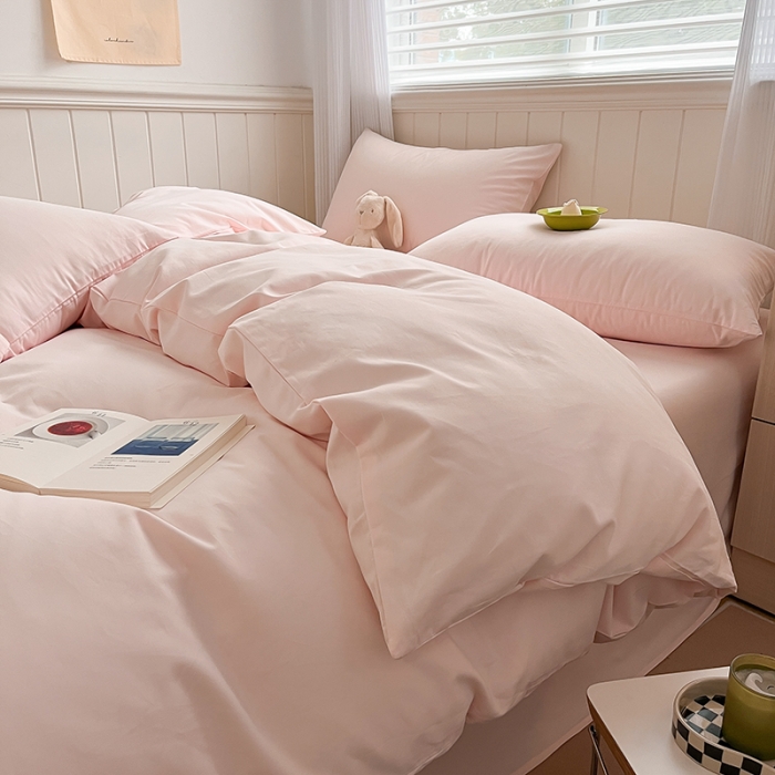 91家纺网 家纺一手货源 找家纺 蓝邻 2023新款全棉磨毛单品被套 桃花粉