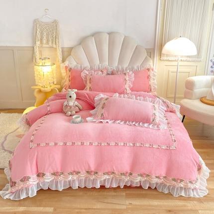 91家纺网 家纺一手货源 找家纺 （总）芭比蔓 2024新款牛奶绒蕾丝四件套-玛丽公主系列