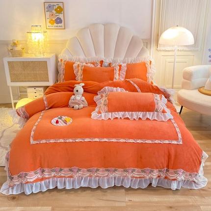 91家纺网 家纺一手货源 找家纺 （总）芭比蔓 2024新款牛奶绒蕾丝四件套-玛丽公主系列