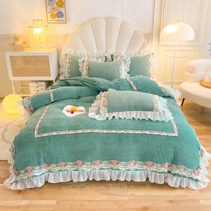 91家纺网 家纺一手货源 找家纺 （总）芭比蔓 2024新款牛奶绒蕾丝四件套-玛丽公主系列