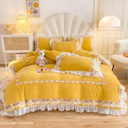 91家纺网 家纺一手货源 找家纺 （总）芭比蔓 2024新款牛奶绒蕾丝四件套-玛丽公主系列